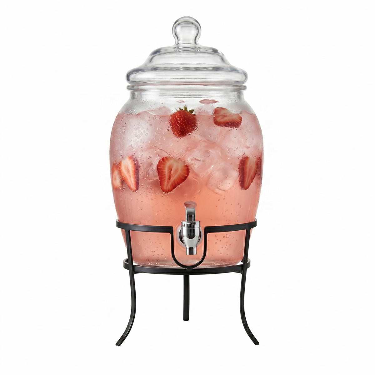 Glass Beverage Dispenser with Metal Stand 2 Gal N7259