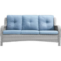 Light Gray Baby Blue Wicker 3-Seat Outdoor Sofa A63518