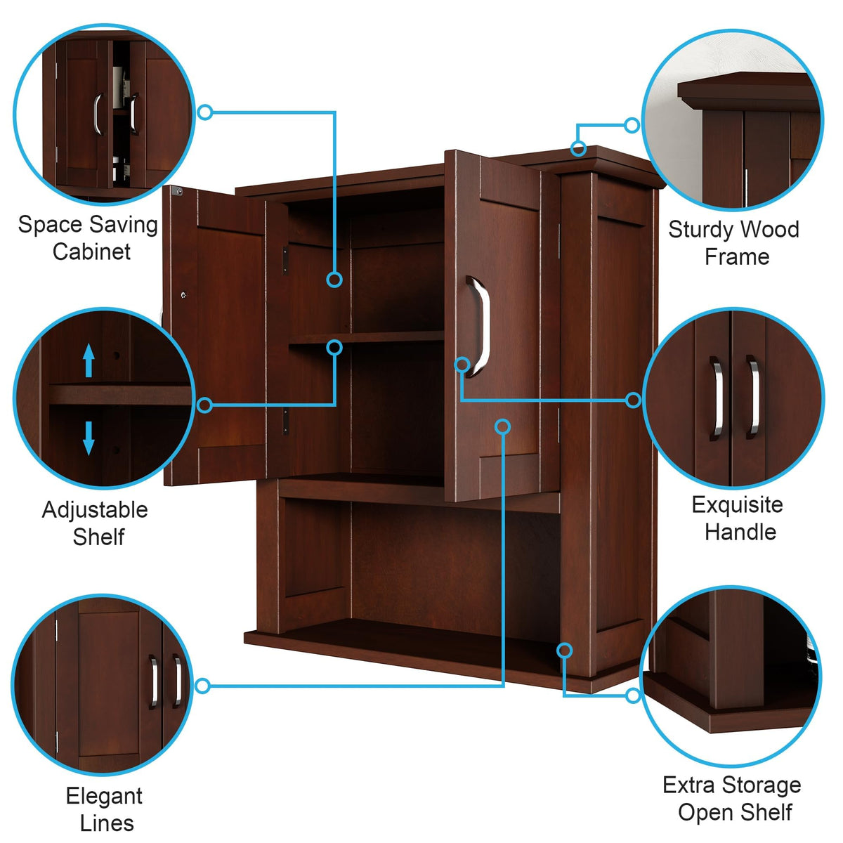 Wood Bathroom Wall Cabinet with Door Y3500