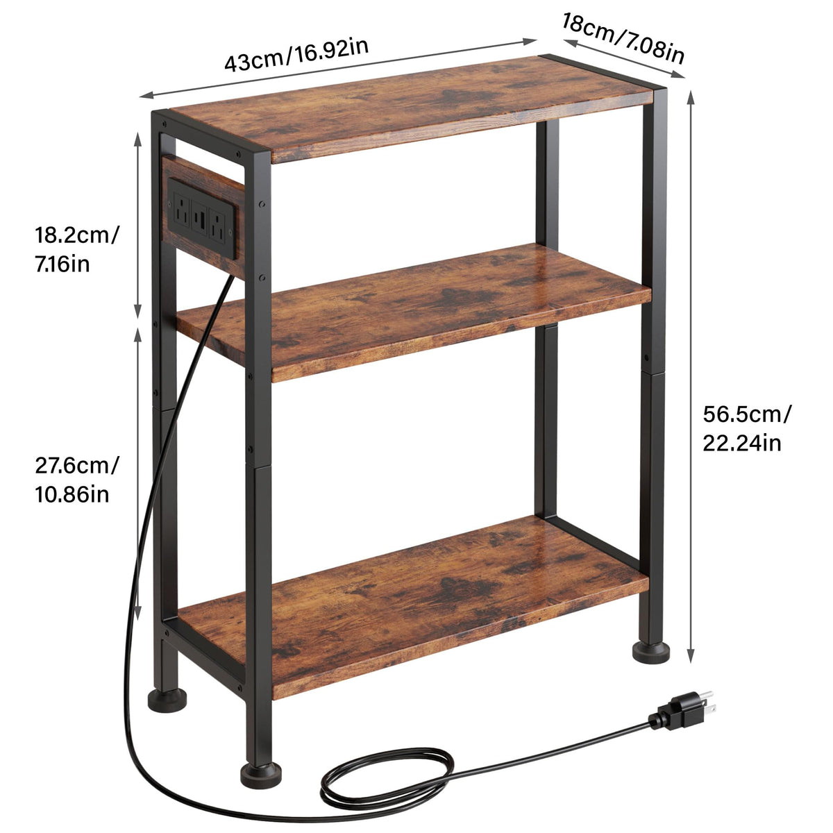 3-Tier Side Table with Charging Station P467