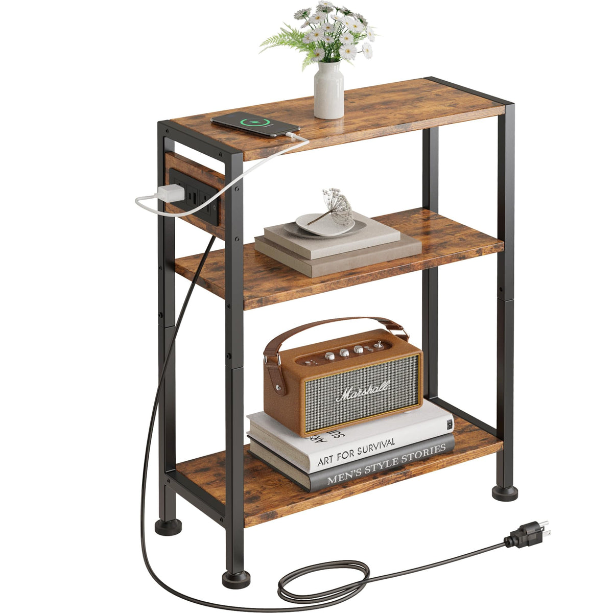 3-Tier Side Table with Charging Station P467