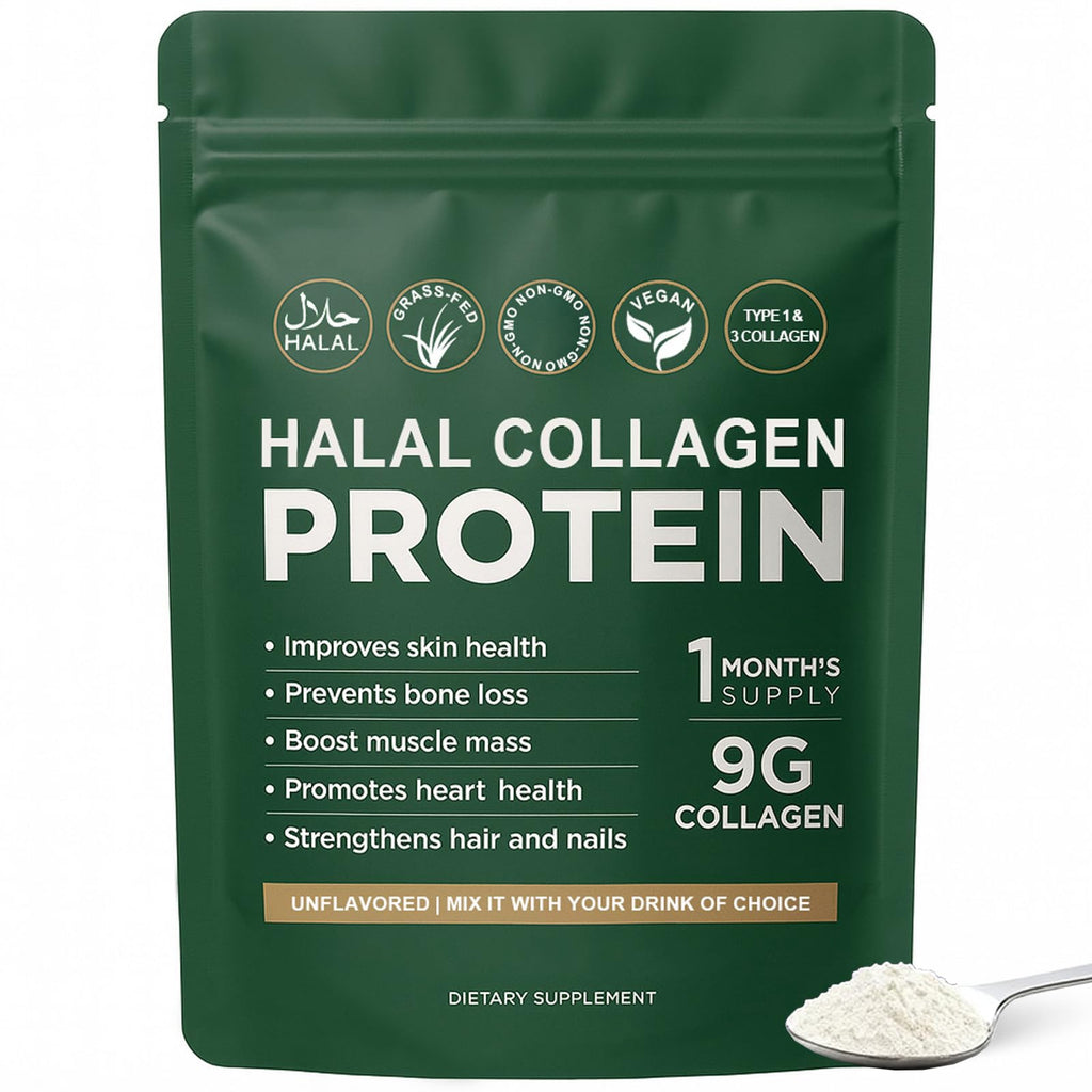 Halal Collagen Protein Powder, Grass Fed Organic Hydrolyzed Peptides, Unflavoured, 30 Servings J147855