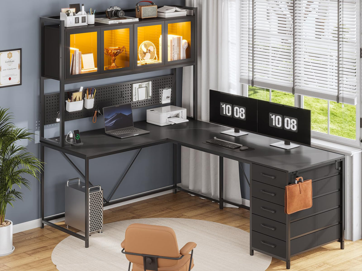 L Shaped Gaming Corner Desk with Drawers F373235