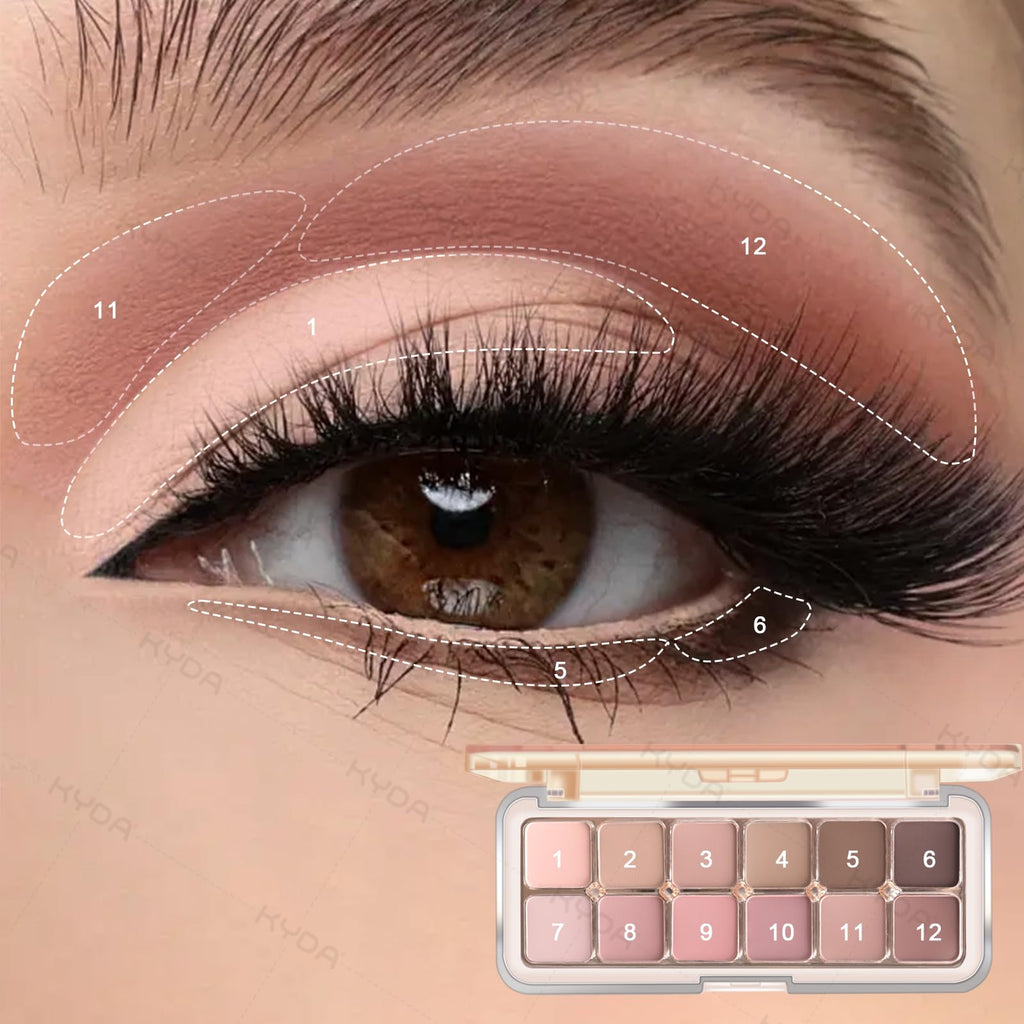 12 Color Grey Pink Eyeshadow Palette with Brush S326287