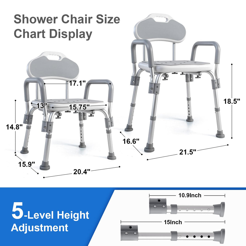 Shower Chair with Padded Armrests and Back N566197