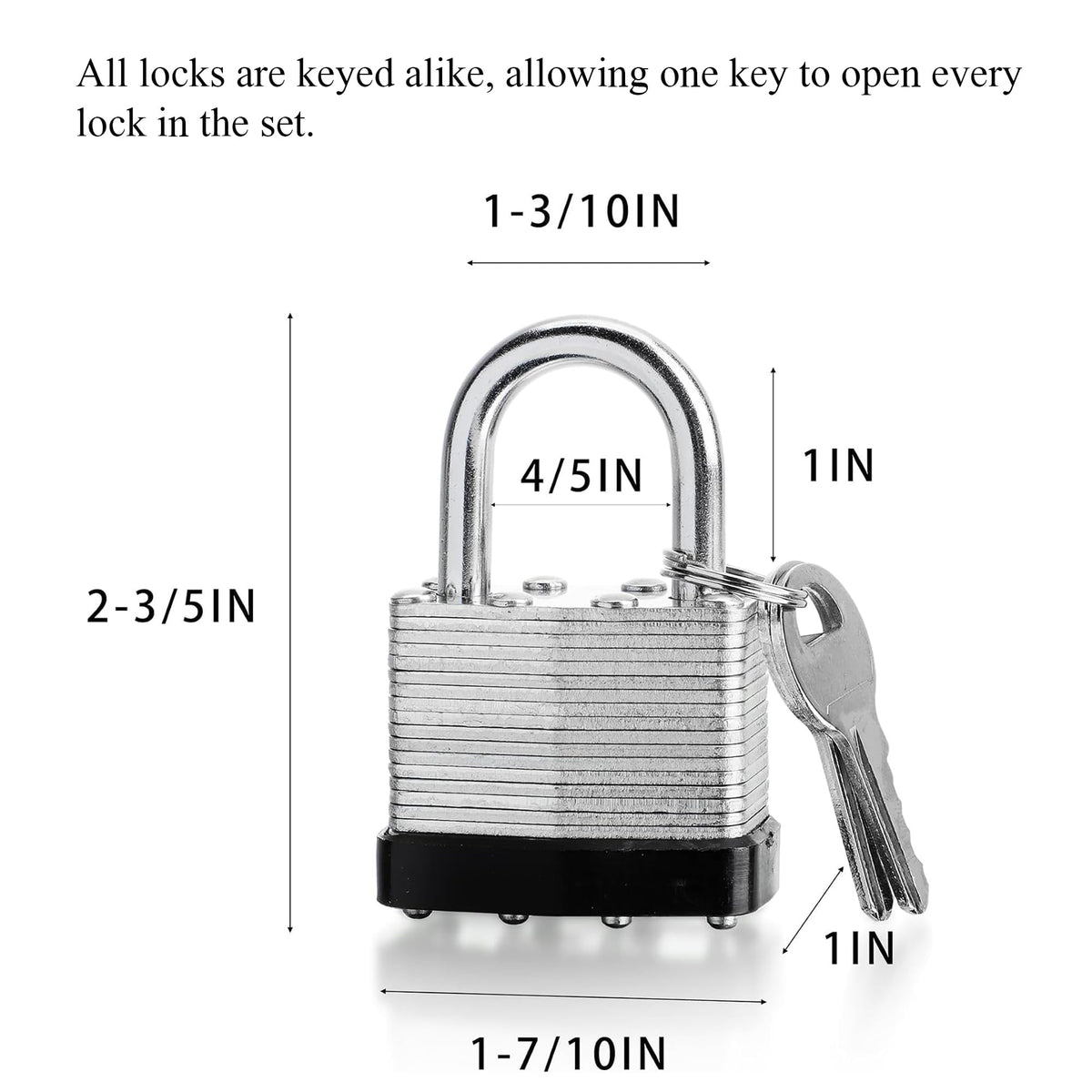 4 Pack Keyed Alike Pad Locks F5474