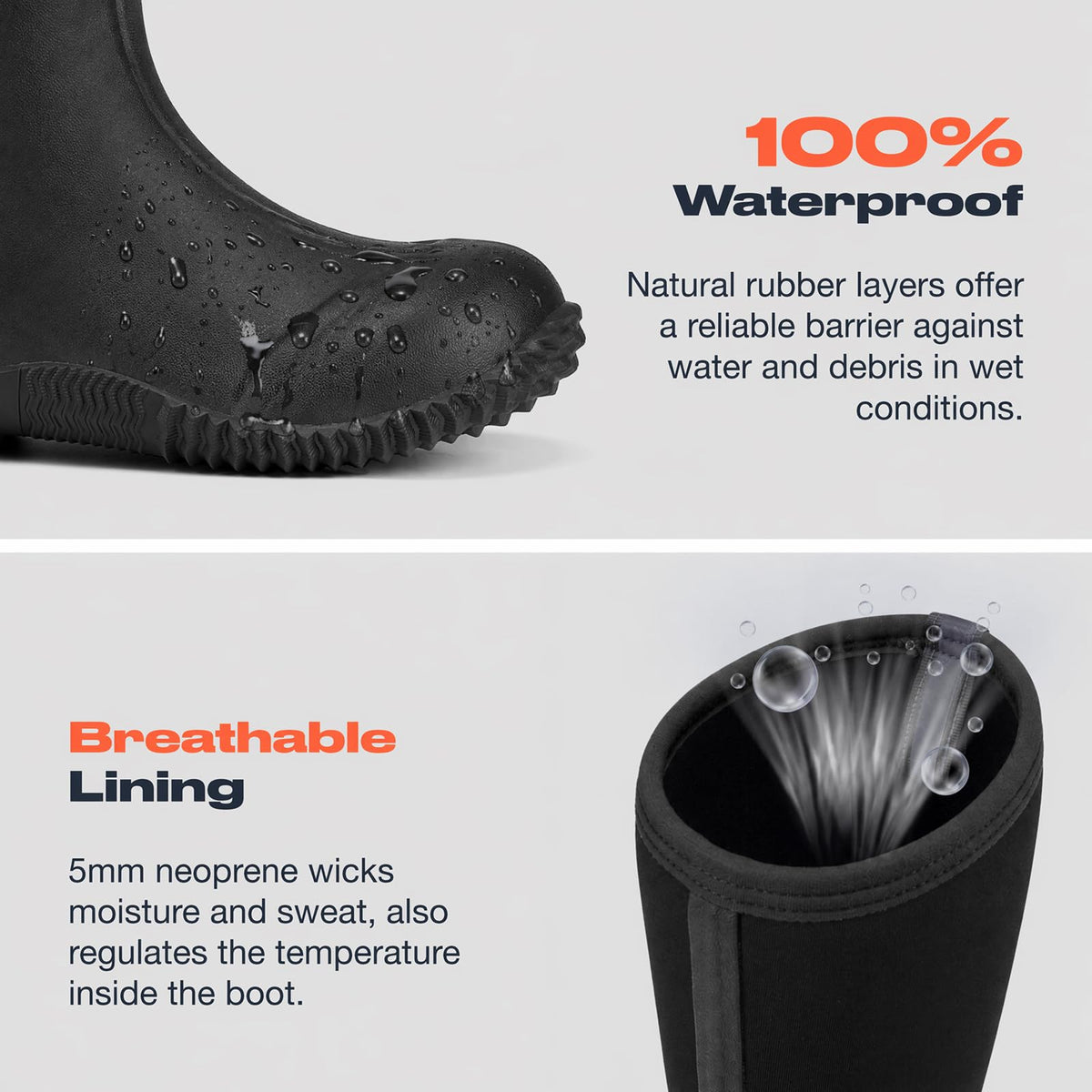 Women's Waterproof Insulated Neoprene Rubber Rain Boots T36469