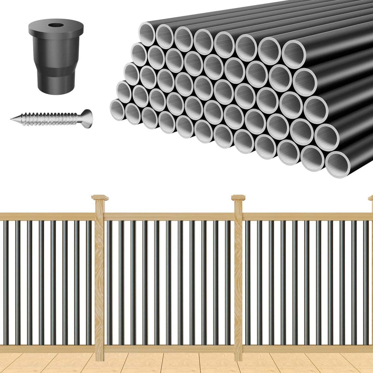 100 Pack 26" Black Aluminum Deck Balusters H97148