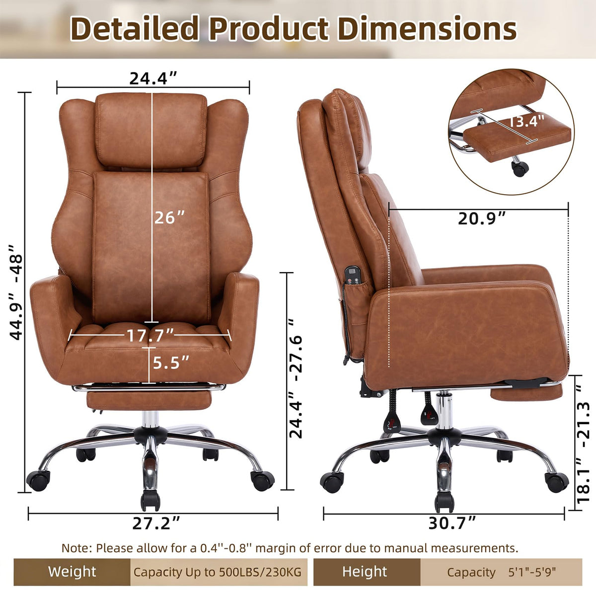 Brown Faux Leather Massage Office Chair K9890