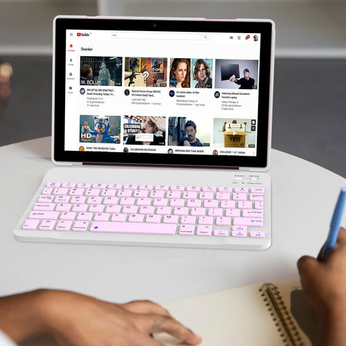 10 Inch Android Tablet with Keyboard Mouse Case Stylus Pink J3994