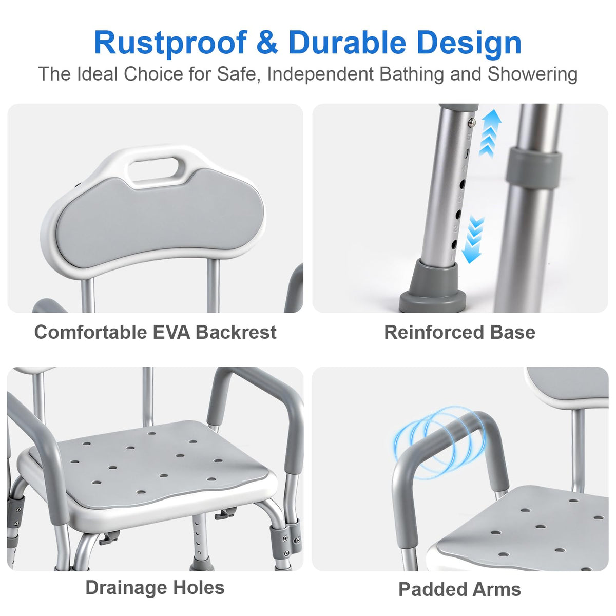 Shower Chair with Padded Armrests and Back N566197