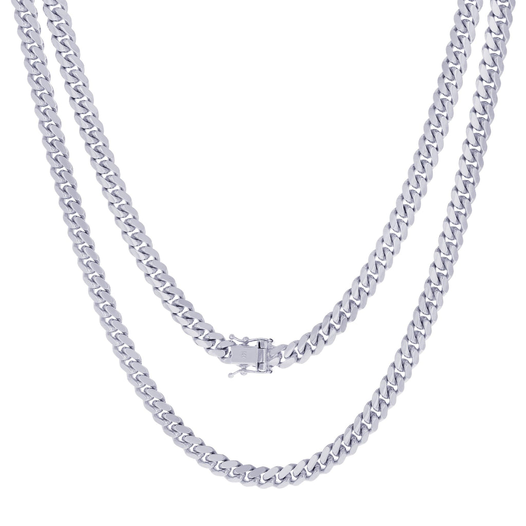 14k White Gold 6mm Chain Necklace J585