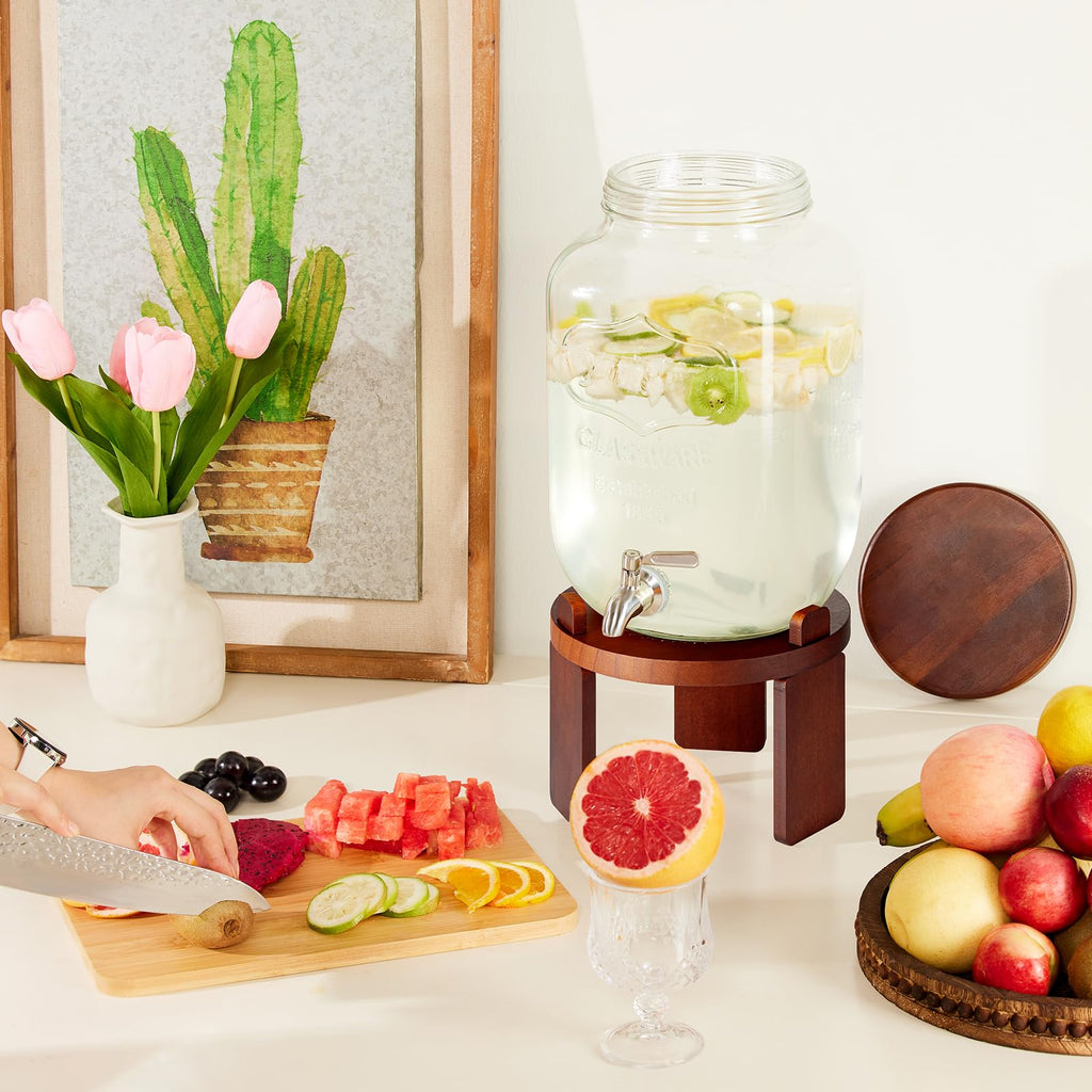 1 Gallon Glass Beverage Dispenser with Stainless Steel Spigot A21098