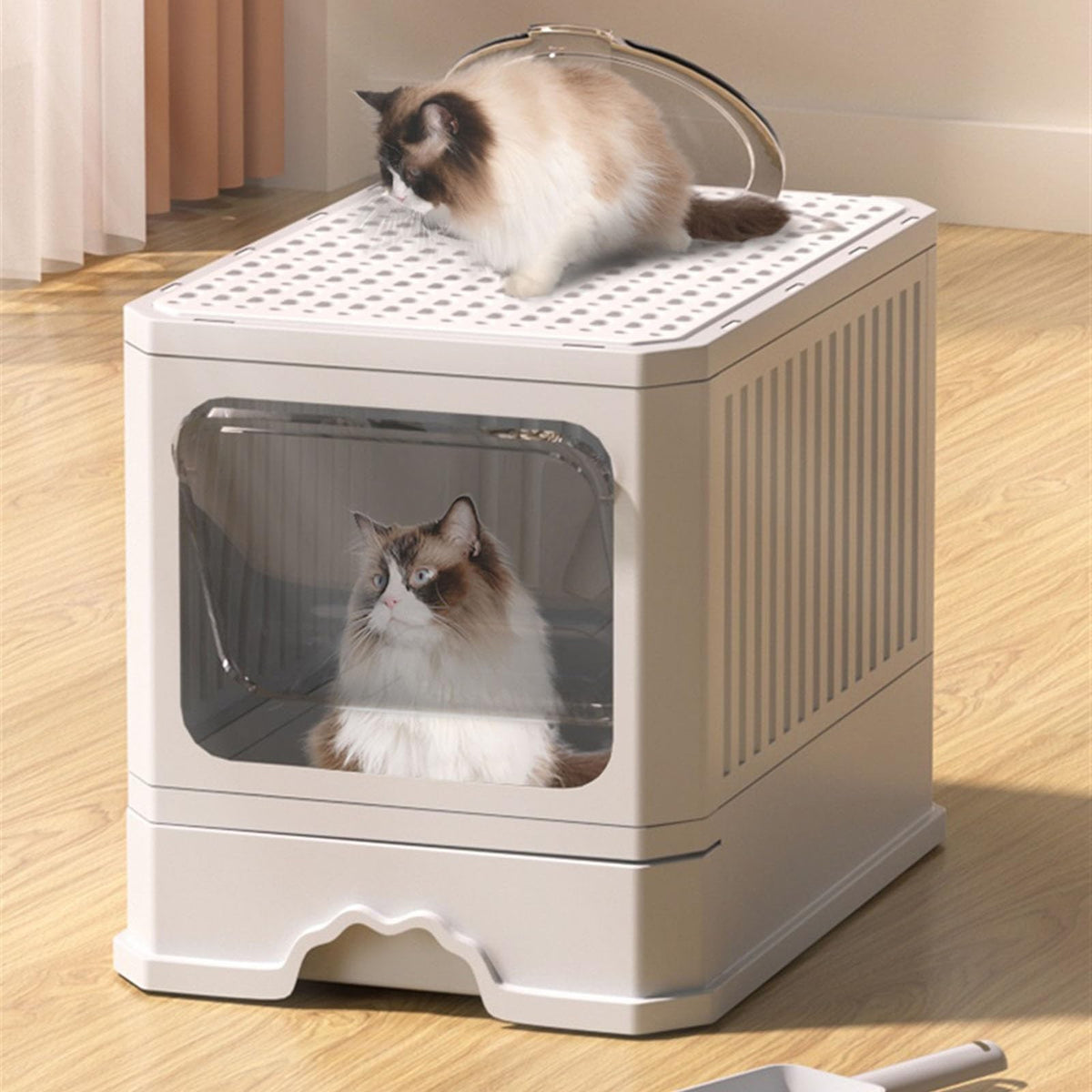 Foldable Cat Litter Box with Lid and Scoop Z5137