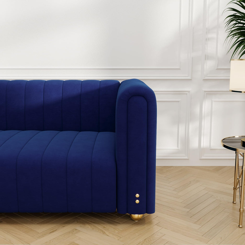 Blue Tufted Velvet Sofa with Metal Legs X921