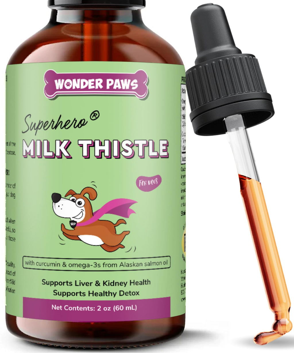 Milk Thistle Liver Support for Dogs with Salmon Oil & Curcumin 2 Oz Y599957