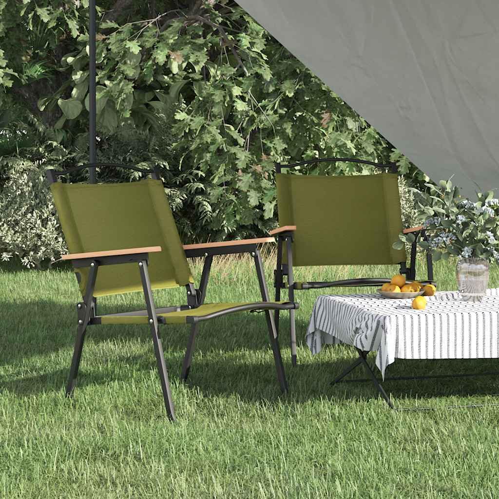 Green Oxford Fabric Folding Camping Chairs 2 Pack Y55999