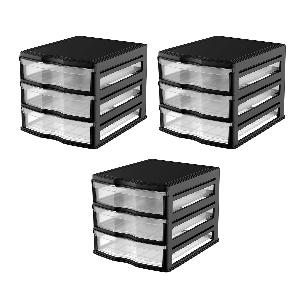 3 Pack 3 Drawer White Stackable Storage Organizer E392