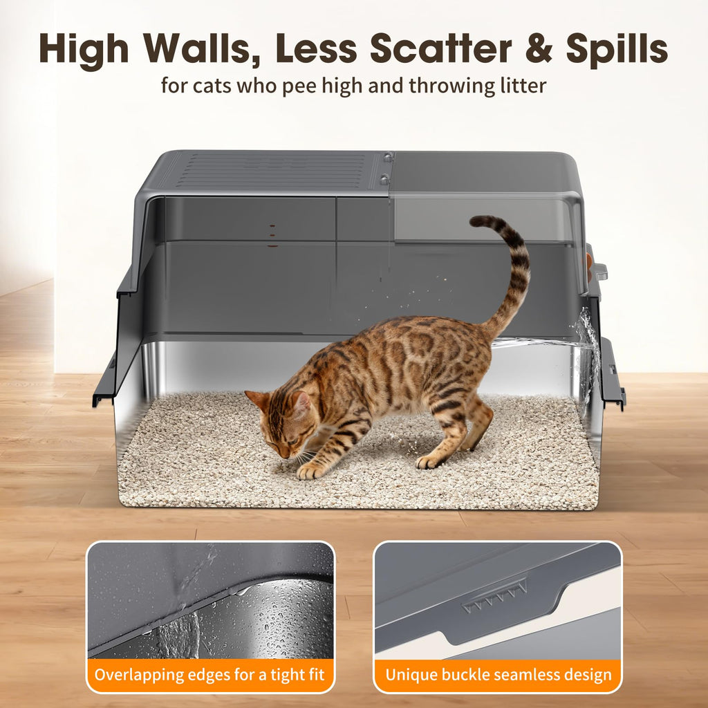 XXXL Stainless Steel Litter Box with Lid M60981