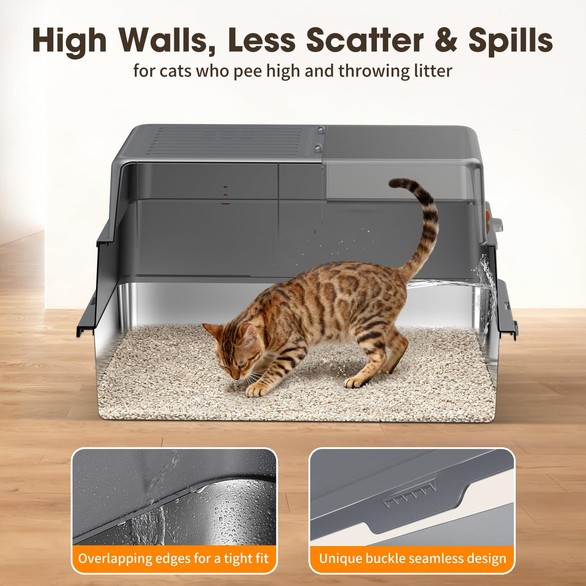 XXXL Stainless Steel Litter Box with Lid M60981