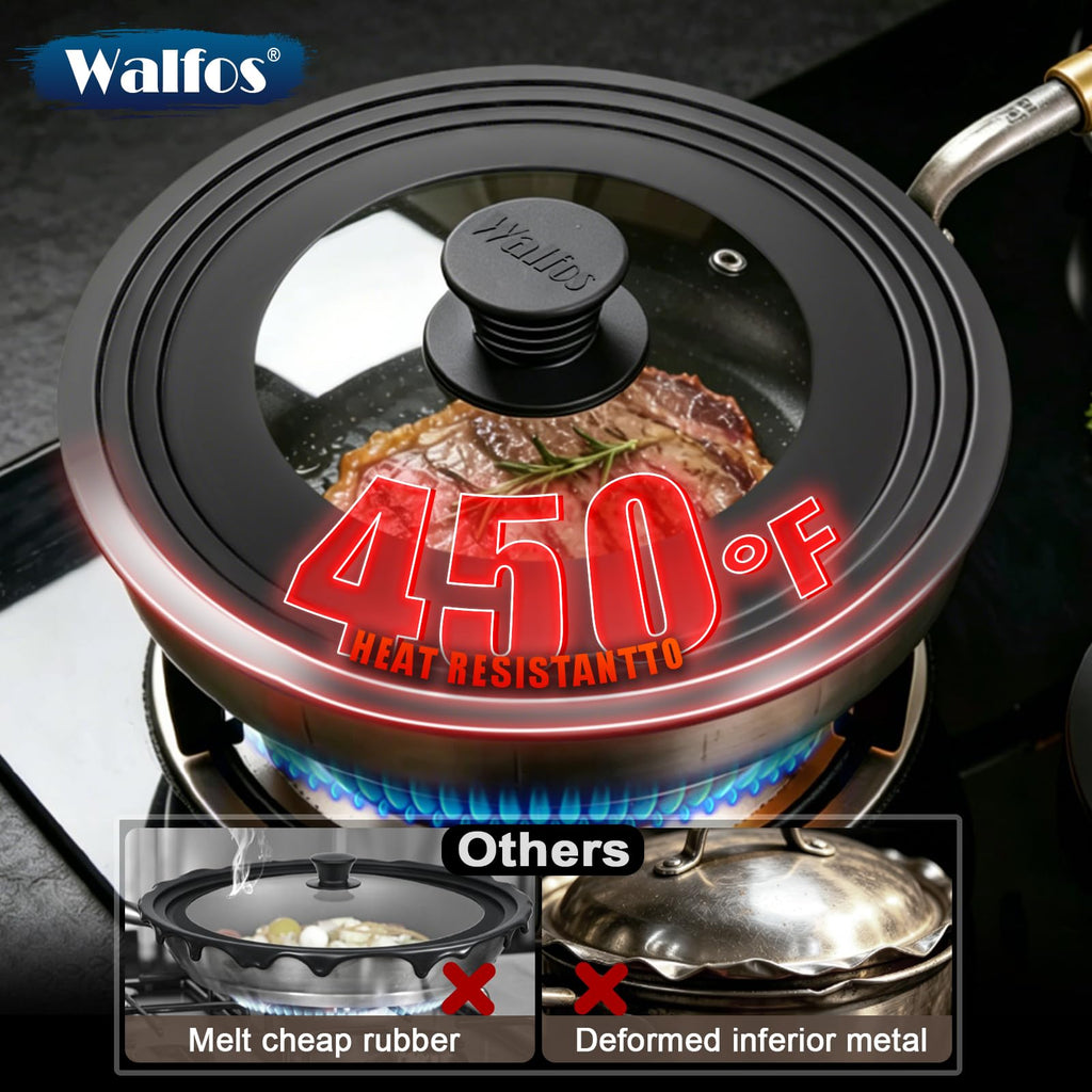 Universal Pan Lid with Heat Resistant Silicone Rim and Tempered Glass, Fits 8" to 12" Cookware C872