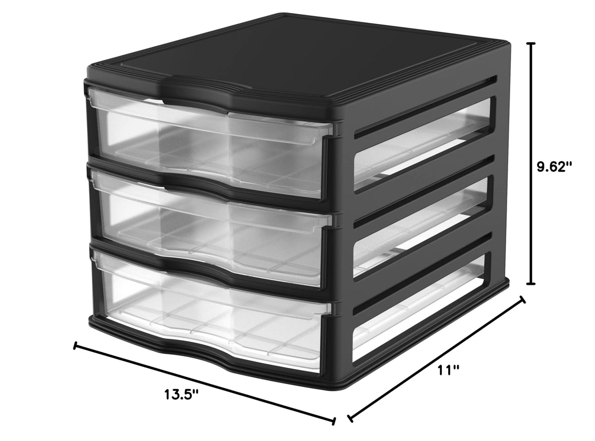 3 Pack 3 Drawer White Stackable Storage Organizer E392