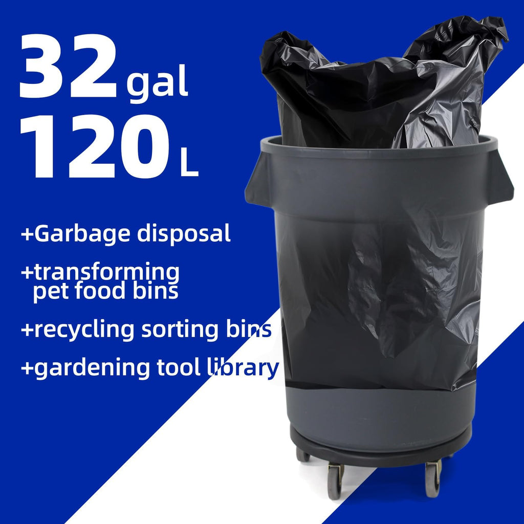 32 Gallon Grey Outdoor Trash Can with Lid and Wheels V331