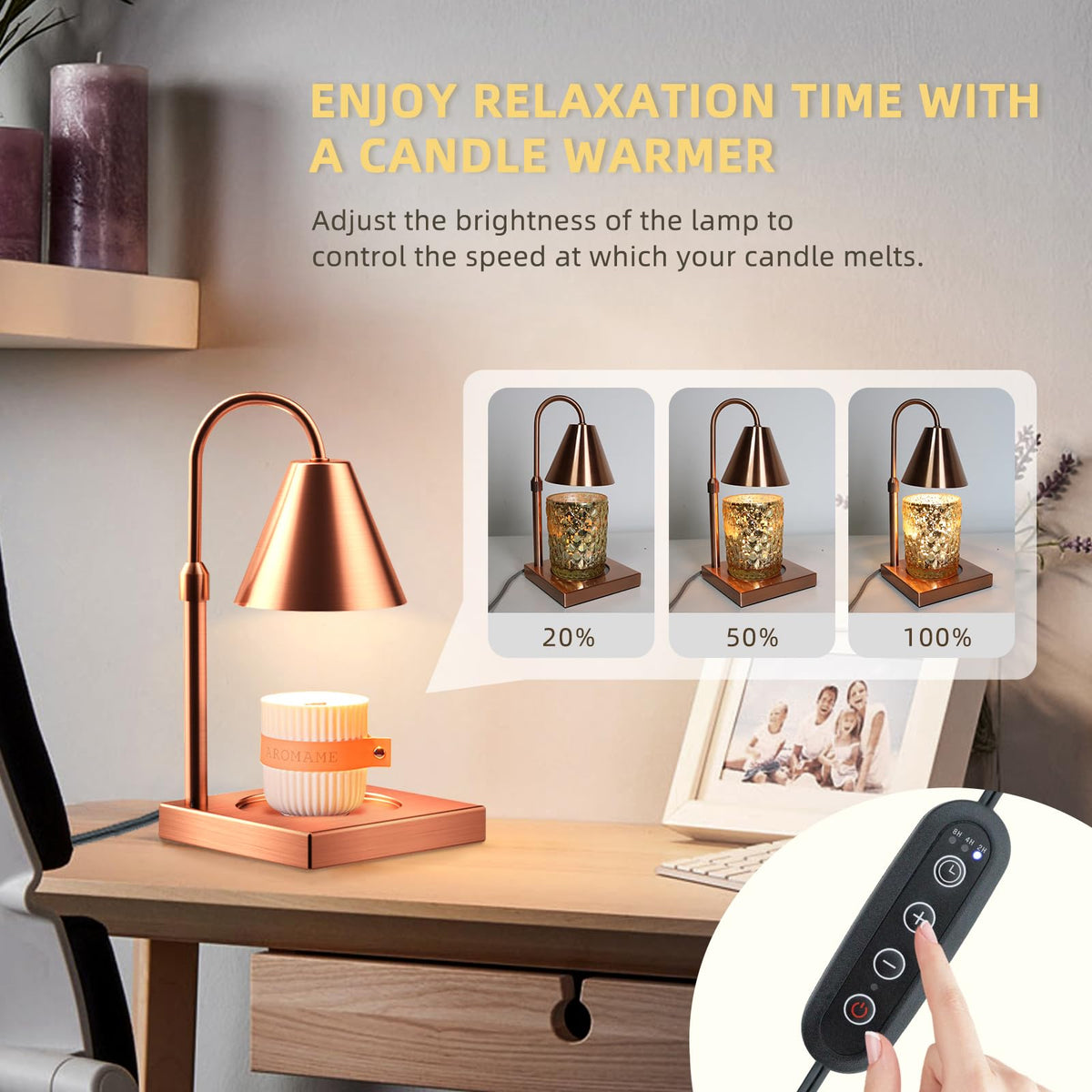 Adjustable Height Dimmable Candle Warmer Lamp V5540