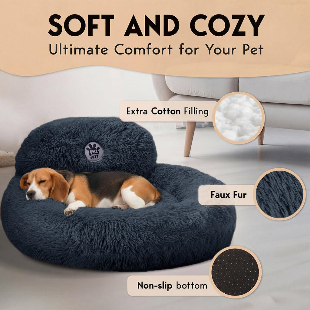Medium Size Washable Anti-Slip Fluffy Plush Round Dog Bed O1229