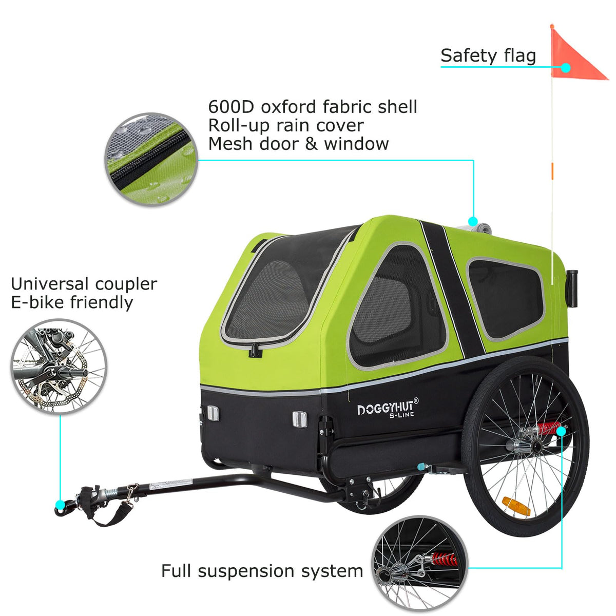 XL Pet Bike Trailer & Stroller with Suspension Wheels B9089