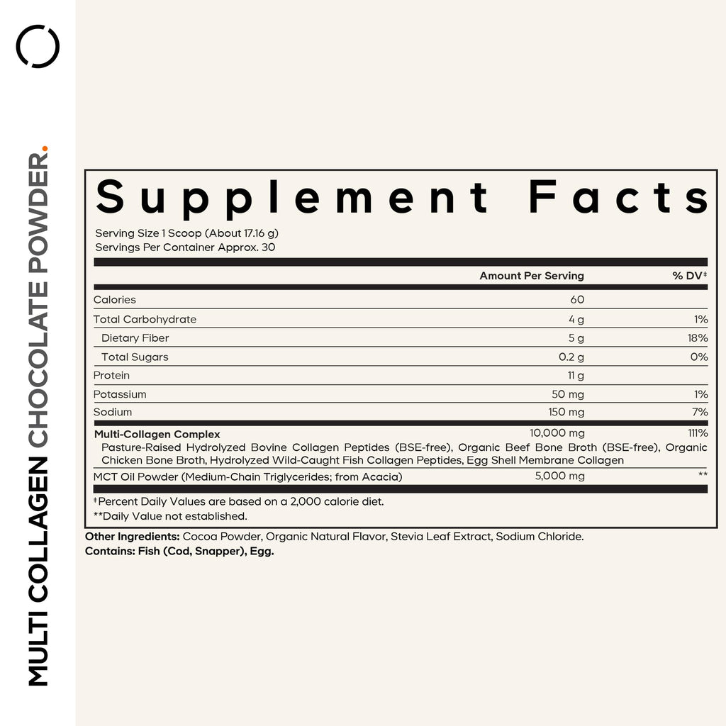 Multi Collagen Protein Powder, MCT Oil, Chocolate, 18 oz H488