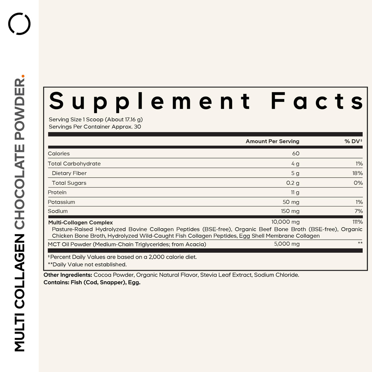 Multi Collagen Protein Powder, MCT Oil, Chocolate, 18 oz H488