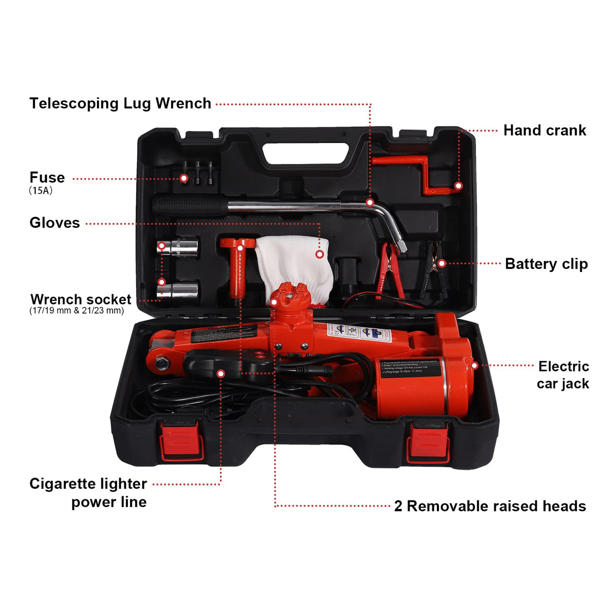 3 Ton Electric Car Scissor Jack with Telescoping Lug Wrench L280343