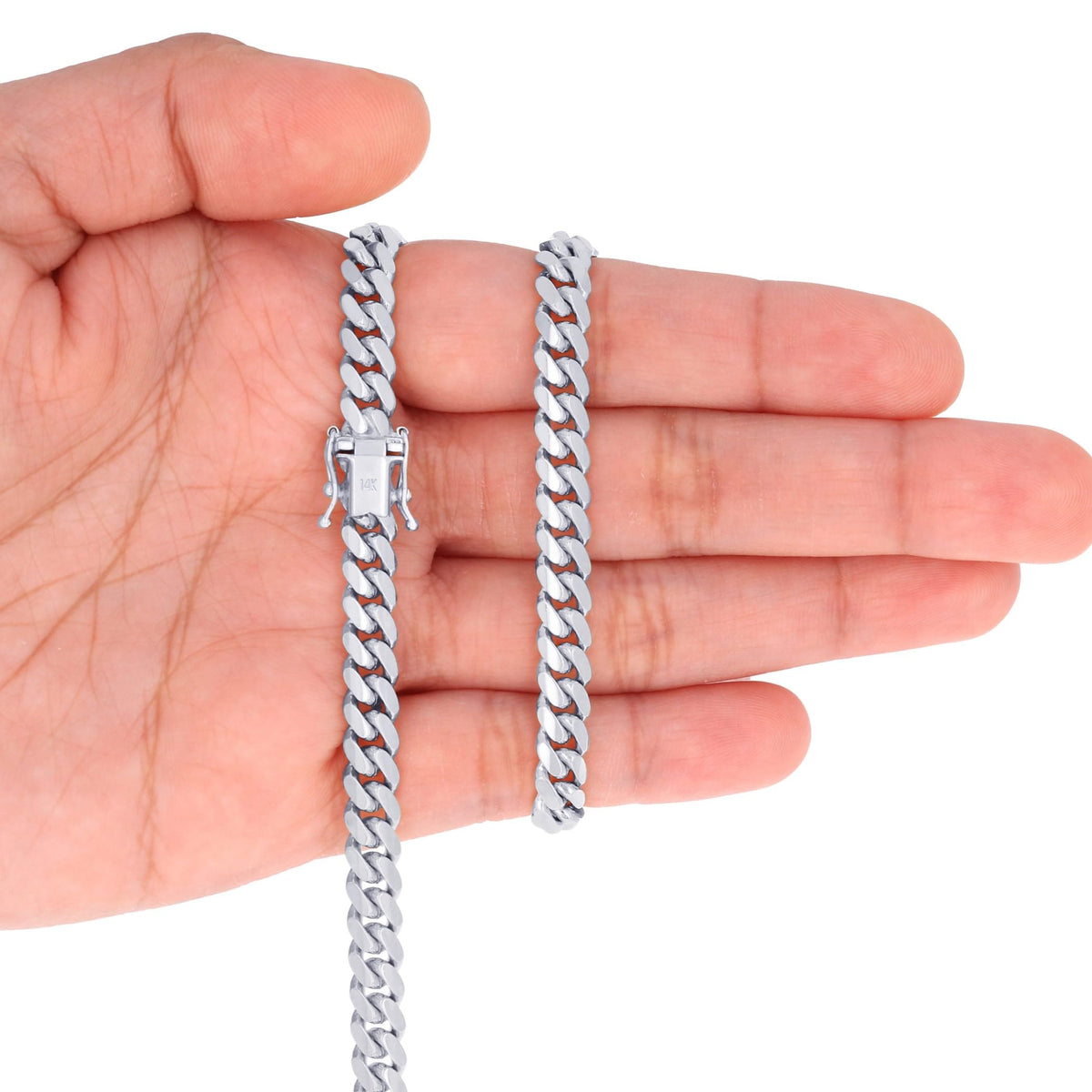 14k White Gold 6mm Chain Necklace J585