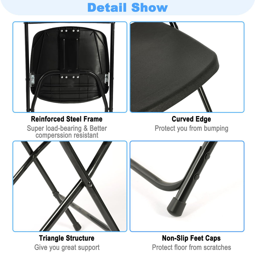 Black 100 Pack Plastic Folding Chairs with Steel Frame X579
