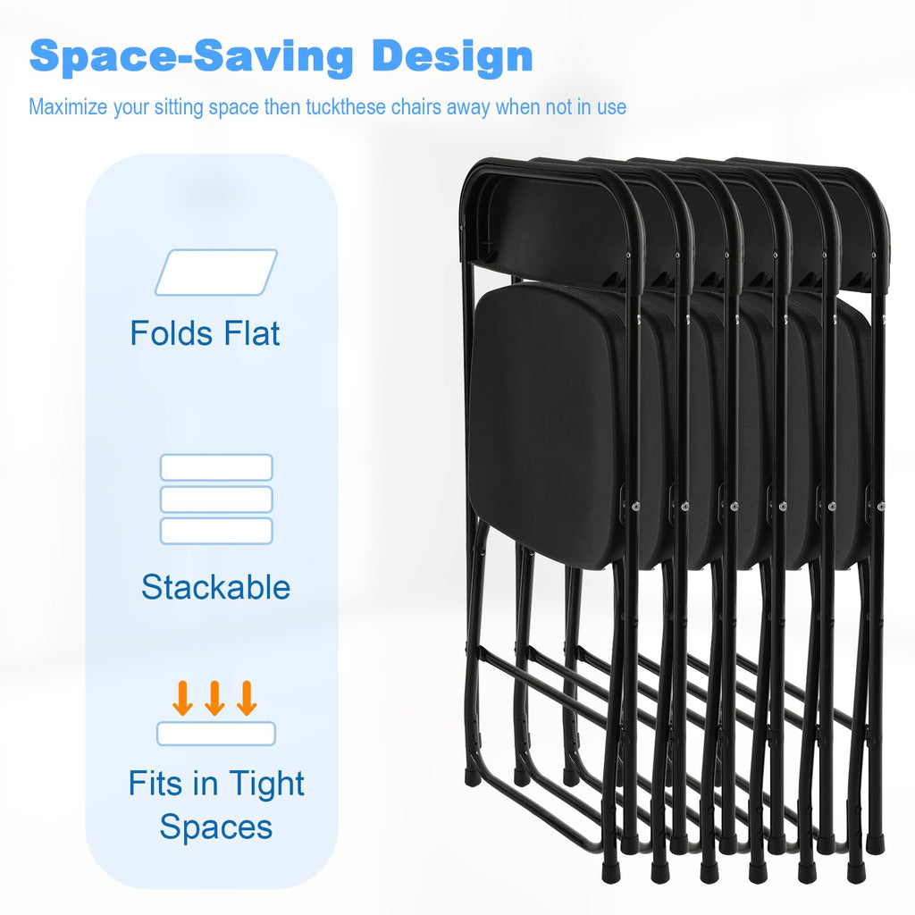 Black 100 Pack Plastic Folding Chairs with Steel Frame X579