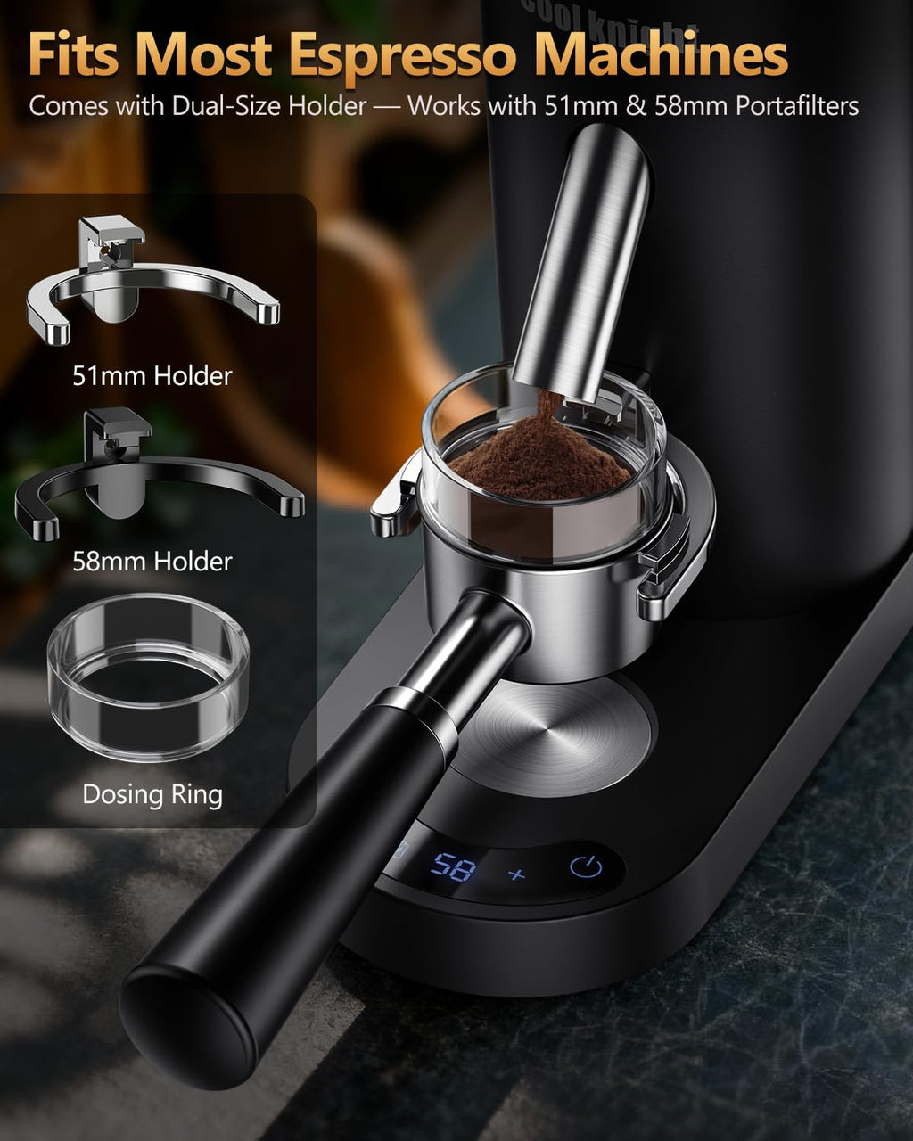 Rechargeable Conical Burr Coffee Grinder with 60 Grind Settings K344