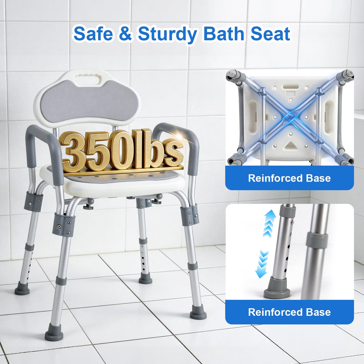 Shower Chair with Padded Armrests and Back N566197