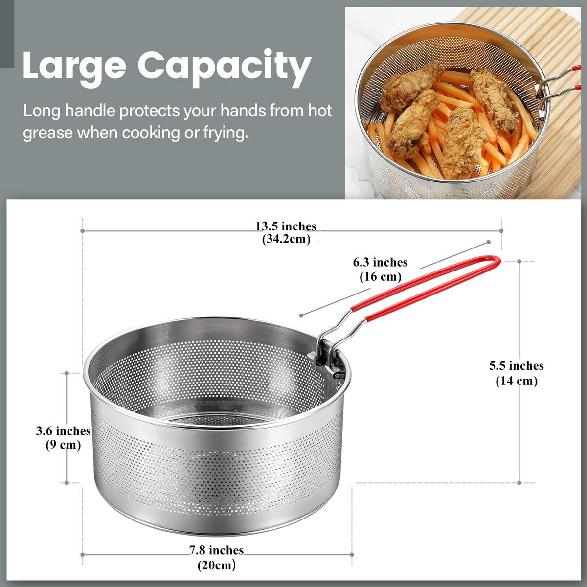 7.8 inches 304 Stainless Steel Deep Fryer Basket I74058