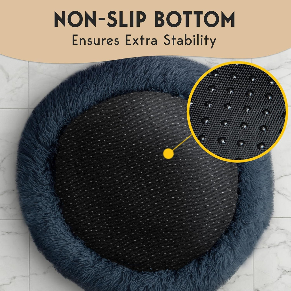 Medium Size Washable Anti-Slip Fluffy Plush Round Dog Bed O1229