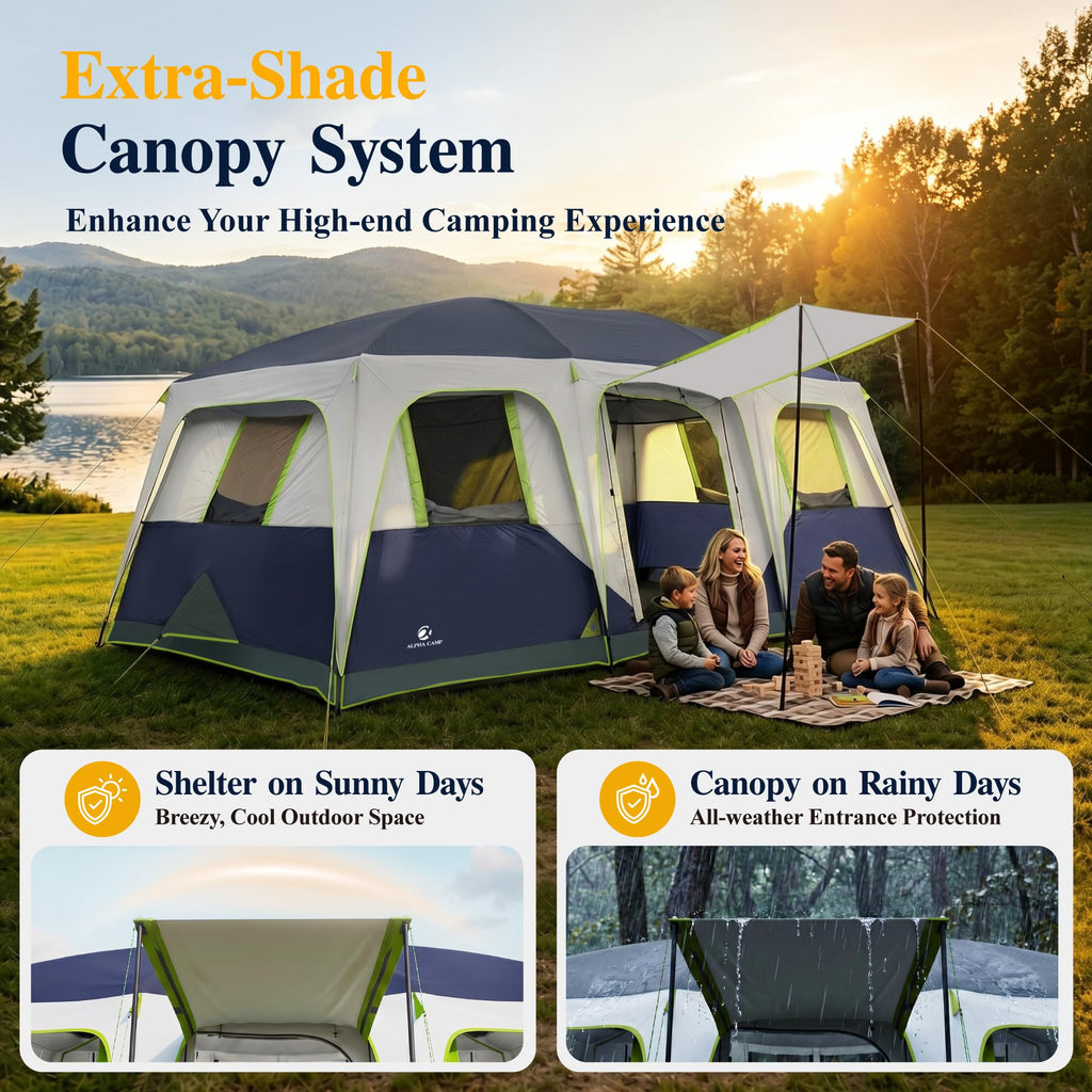 12 Person 3 Room Camping Tent with Rainfly M386