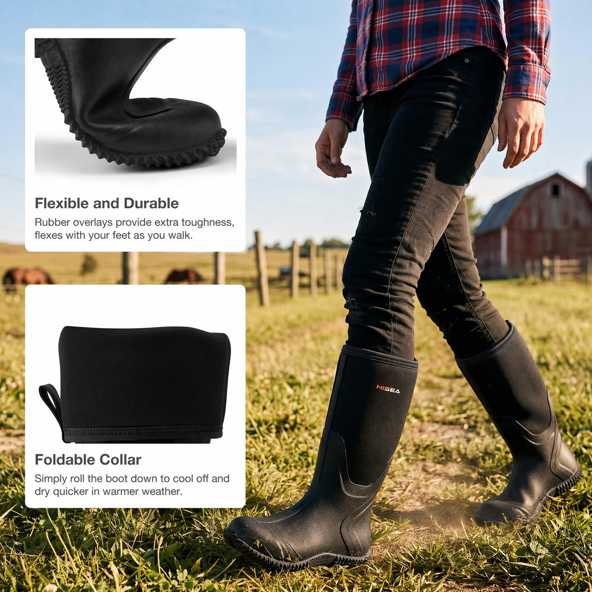 Women's Waterproof Insulated Neoprene Rubber Rain Boots T36469
