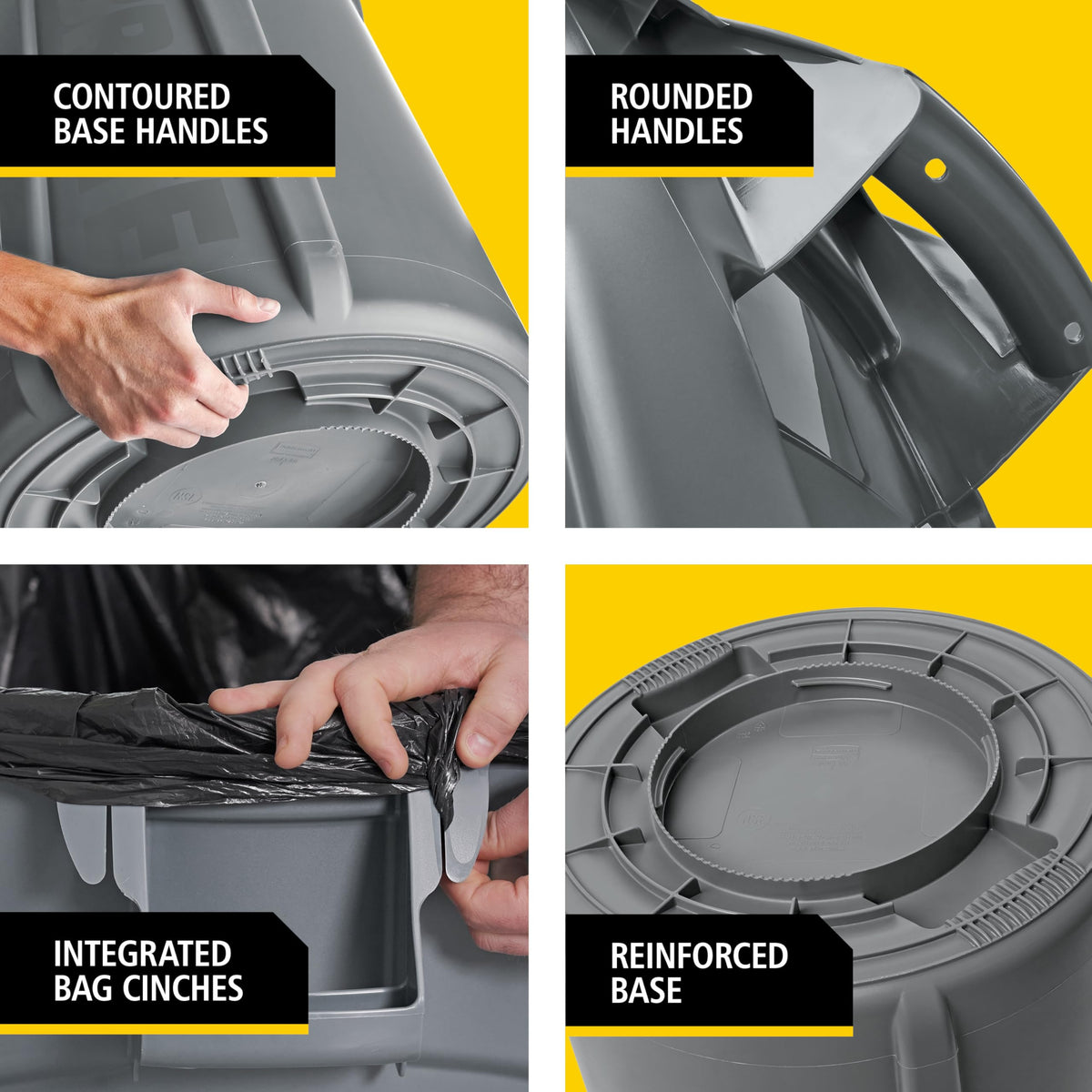 44-Gallon Gray Heavy-Duty Round Trash Container F9464
