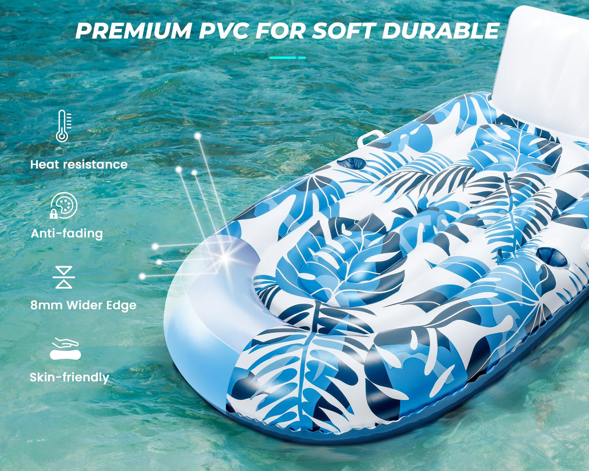 Inflatable Pool Lounger with Cupholder Backrest F88748