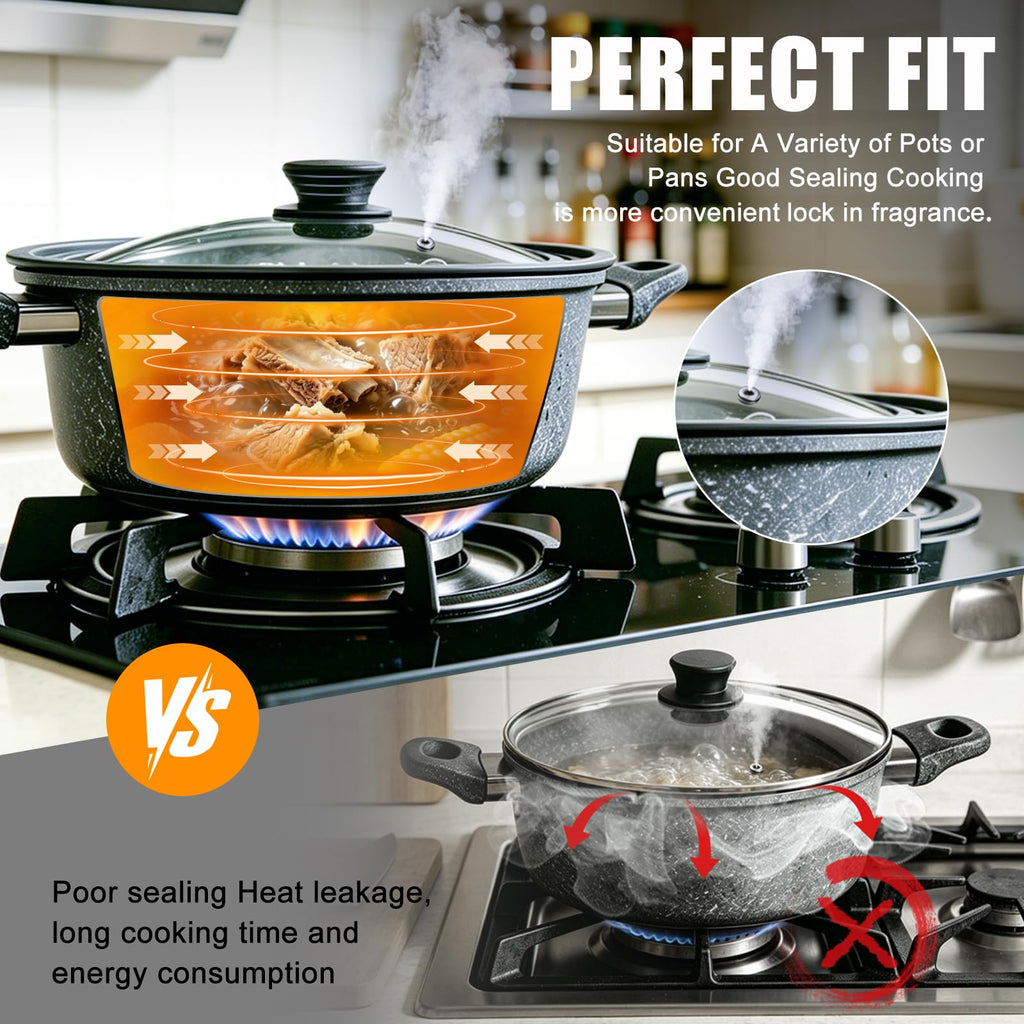 Universal Pan Lid with Heat Resistant Silicone Rim and Tempered Glass, Fits 8" to 12" Cookware C872