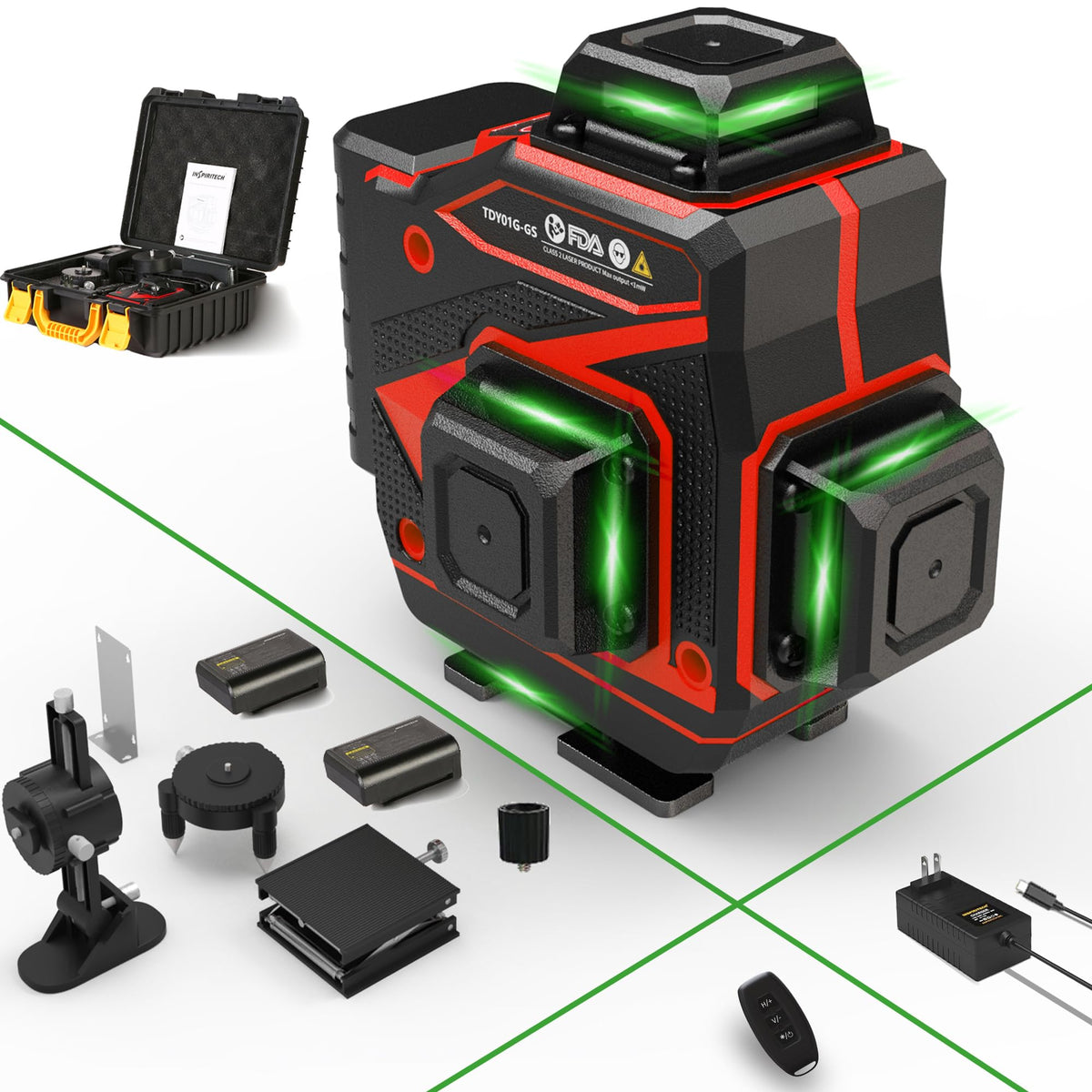 360 Self Leveling Green Beam Cross Line Laser Level E45836