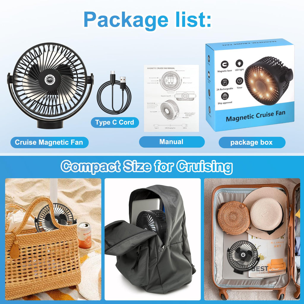 Magnetic Cruise Fan with 8000mAh Rechargeable Battery Z4512
