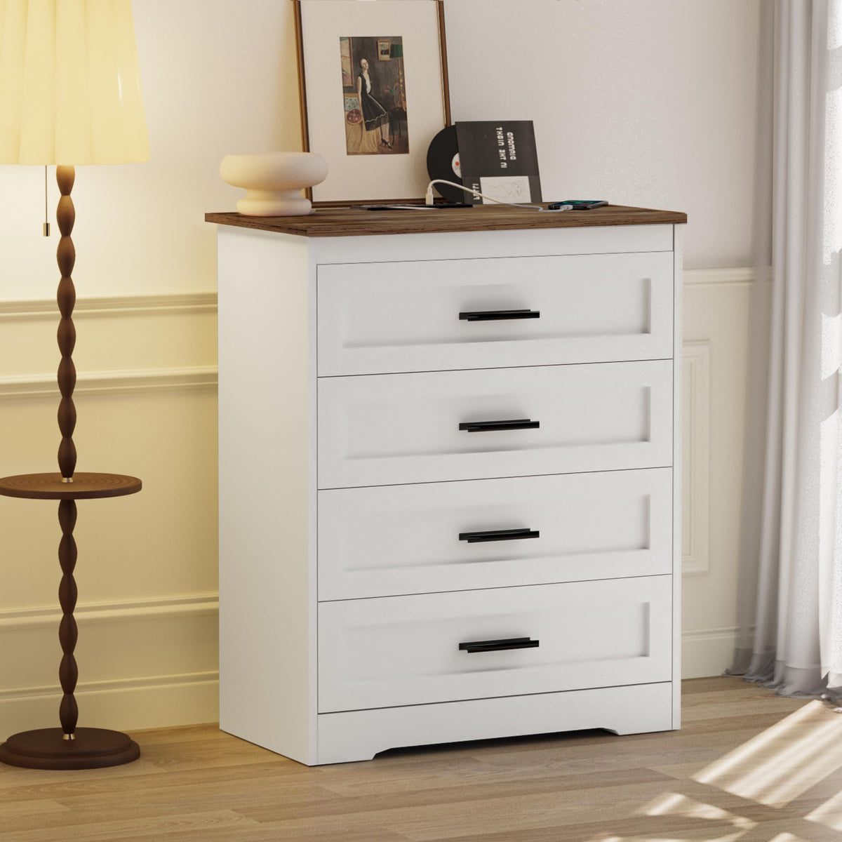 White 4 Drawer Dresser T1089