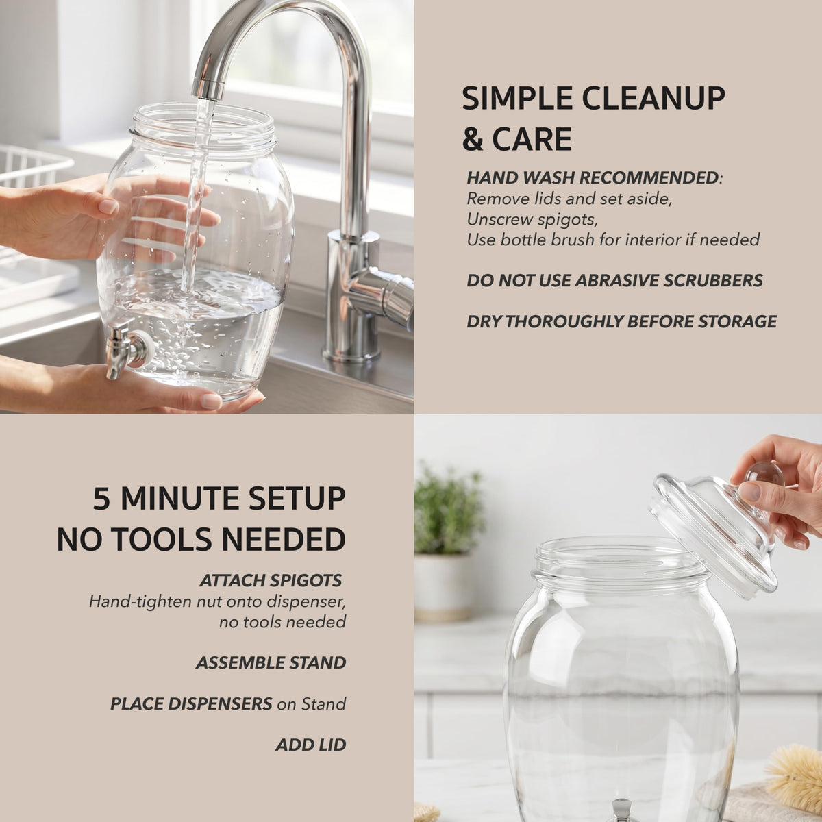 Glass Beverage Dispenser with Metal Stand 2 Gal N7259
