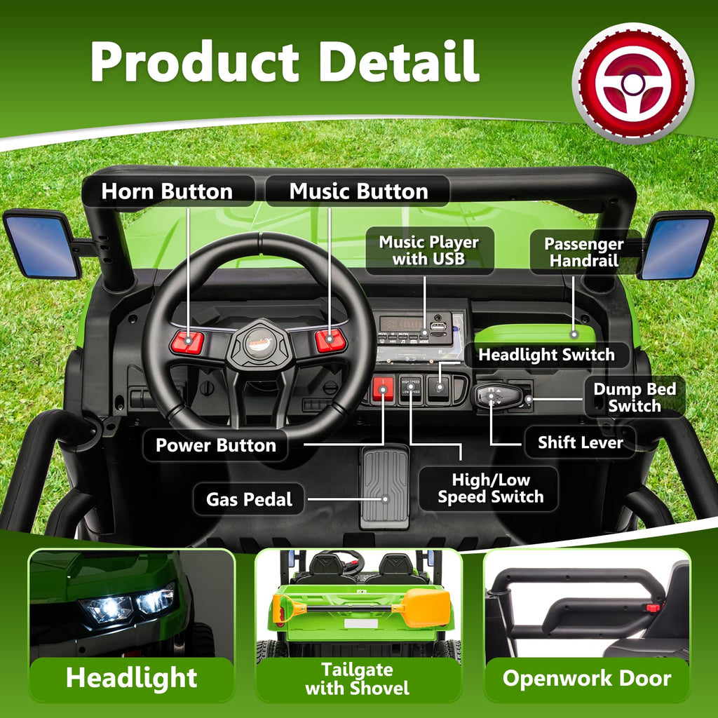 24V 2 Seater Electric Car with Dump Bed L401